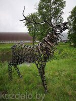 Кованая скульптура из подков "Семейство оленей"